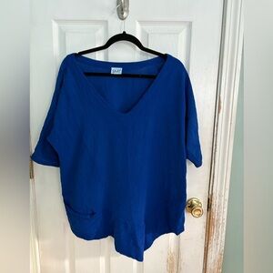 Oh My Gauze! Lagenlook Asymmetrical Blouse Blue Size 2